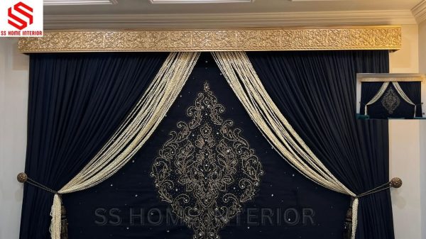 Heavy Temple Handmade motif with imported velvet curtains